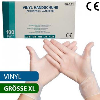 Vinyl-Handschuhe Ungepudert/Latexfrei EN 420:2003+A1:2009 - CE Gr. XL 100er Box